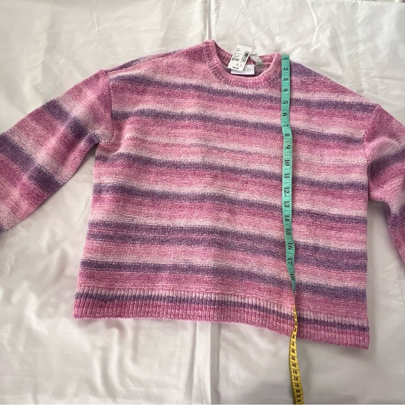 NWT- Girls striped pink purple multi color long sleeve sweater. - Picture 3 of 8